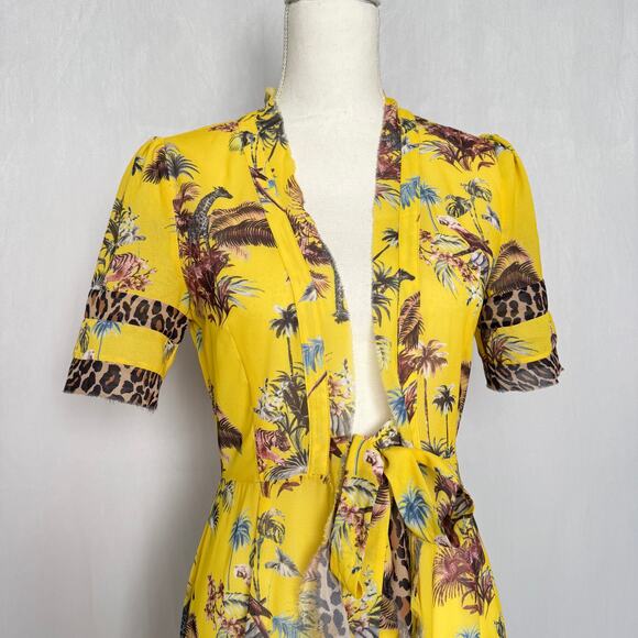 Le Superbe Tropical Chiffon Kimono Duster Robe Dress, Size 2 - Picture 2 of 11